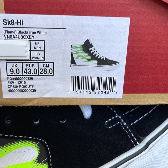 Vans Sk8-Hi Flame Black/True White Men’s sneakers - Picture 16 of 16